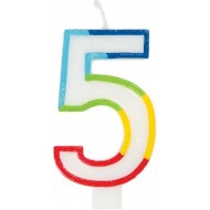 Rainbow Edged Number 5 Age Candle 